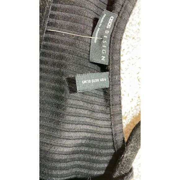 ASOS DESIGN NWT Ribbed Bust Seam Detail Corset Long Sleeve Top in Black Size 6 - Picture 3 of 11